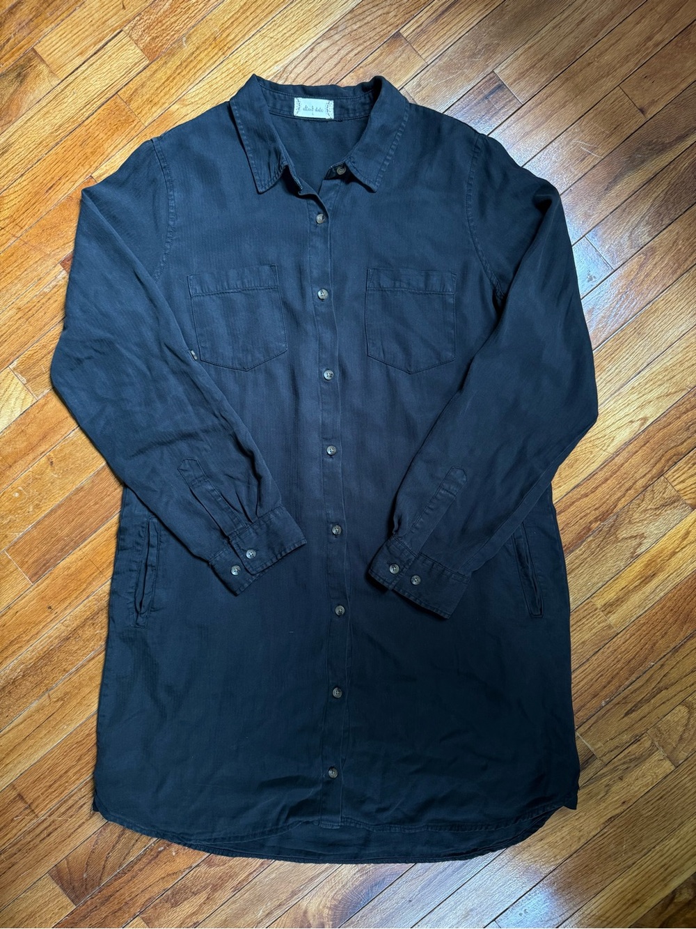 Altar’d State Long Button-Up Shirt Dress in Black, Size Large